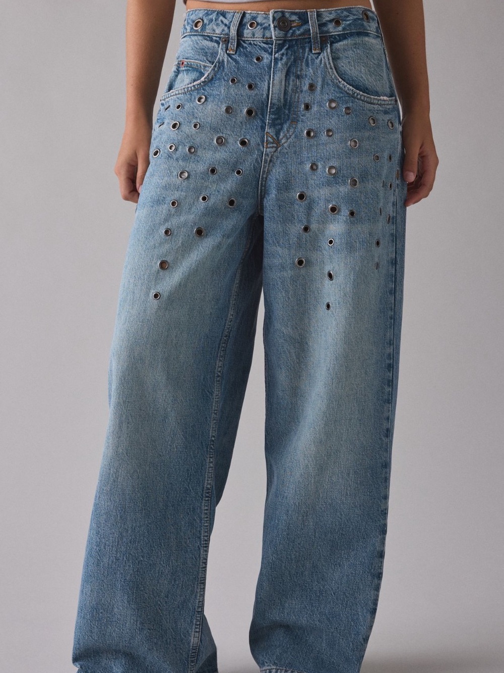 NWT BDG Jaya Studded Eyelet Cutout Baggy Boyfriend Jeans